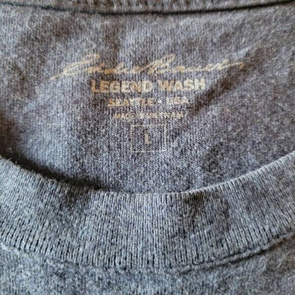 Eddie Bauer Legend Wash Seattle Shirt Men's Large Gray Long Sleeve Crew Neck Cas - Picture 3 of 3